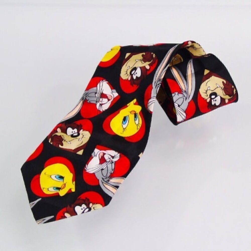 Vintage Necktie Bugs Bunny Taz Tweety Bird Looney Tunes Mania 1996 Warner Bros